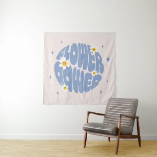 Blume Power Slogan Wandteppich