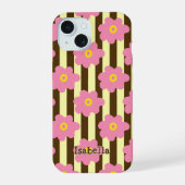 Blume Power Stripes Personalisieren Name iPhone Fa 15 Hülle (Rückseite)