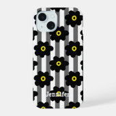Blume Power Stripes Personalisieren Name iPhone Fa 15 Hülle (Rückseite)