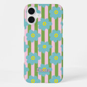 Blume Power Stripes Personalisieren Name iPhone Fa Hülle (Rückseite)