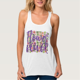 Blume Power Tank oben weiß/lila boho Haltung Top