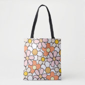Blume Power Tote Tasche | Retro 70er Groovy Floral (Vorderseite)