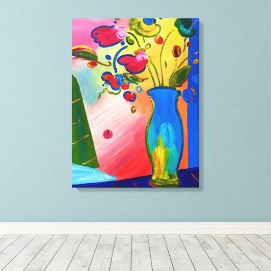 Blume Premium Wrapped Canvas (Glanz) Leinwanddruck (Insitu (Holzboden))