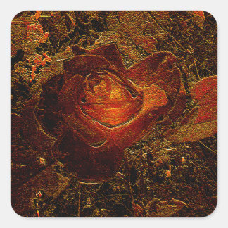 Blume Print Orange Burst Rose Quadratischer Aufkleber