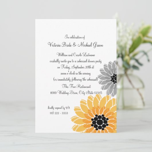 Blume Probe Abendessen Einladung (Stehend Vorderseite)