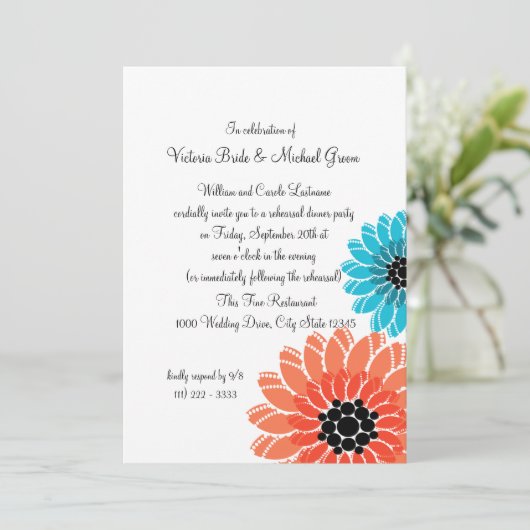 Blume Probe Abendessen Einladung (Stehend Vorderseite)