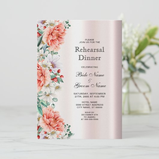 Blume Probe Abendessen Einladung (Stehend Vorderseite)