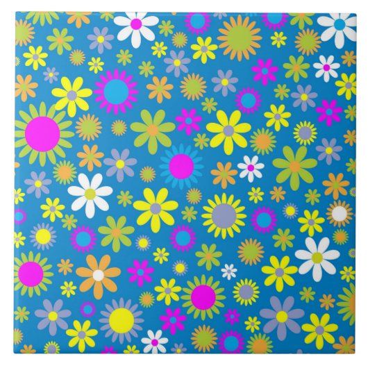 Blume Profusion Blue Fliese (Vorderseite)