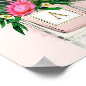 Blume Protea Elegante Parfüm Flasche Monogramm Poster (Ecke)
