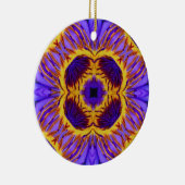 Blume Psychedelic Arts - Lila und gelbe Blume Keramik Ornament (Rechts)