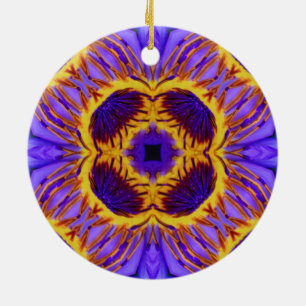 Blume Psychedelic Arts - Lila und gelbe Blume Keramik Ornament