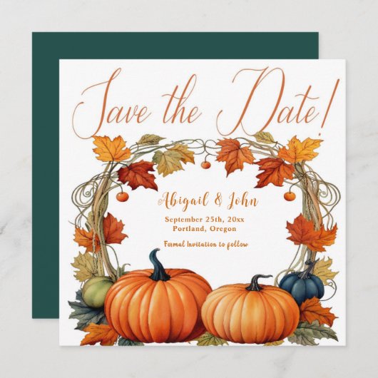 Blume/Pumpkins im Herbst Ankündigung Datum freihal (Vorne/Hinten)