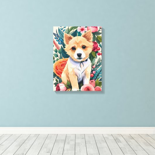 Blume Pup Leinwanddruck (Insitu (Holzboden))