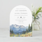 Blume QR Code Hochzeitsbogen für Wasserfarben Einladung (Stehend Vorderseite)