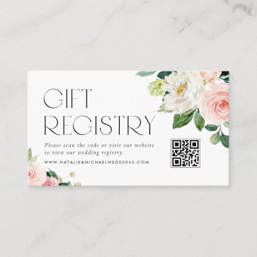 Blume QR Code Hochzeitsregister für Wasserfarben-G Begleitkarte (Vorderseite)