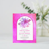 BLUME QR Code magenta Hochzeit Einladung (Stehend Vorderseite)