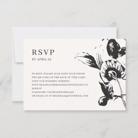 Blume QR-Code Online-Hochzeit RSVP Karte (Vorderseite)