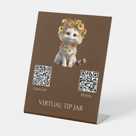 Blume QR Code Virtual Tipp Jar Tabletop-Zeichen Sockelschild (Vorderseite)