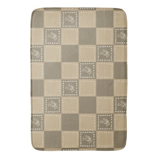 Blume-Quadrate der Mosaikdoodle Badematte (Vorderseite Vertikal)