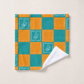 Blume-Quadrate der Mosaikdoodle Badhandtuch Set (Waschlappen)