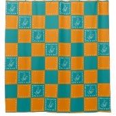 Blume-Quadrate der Mosaikdoodle Duschvorhang (Vorderseite)