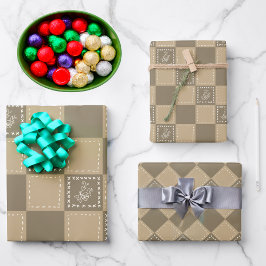 Blume-Quadrate der Mosaikdoodle Geschenkpapier Set