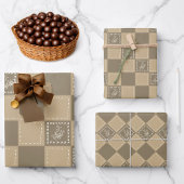 Blume-Quadrate der Mosaikdoodle Geschenkpapier Set