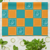 Blume-Quadrate der Mosaikdoodle Geschirrtuch (Gefaltet)