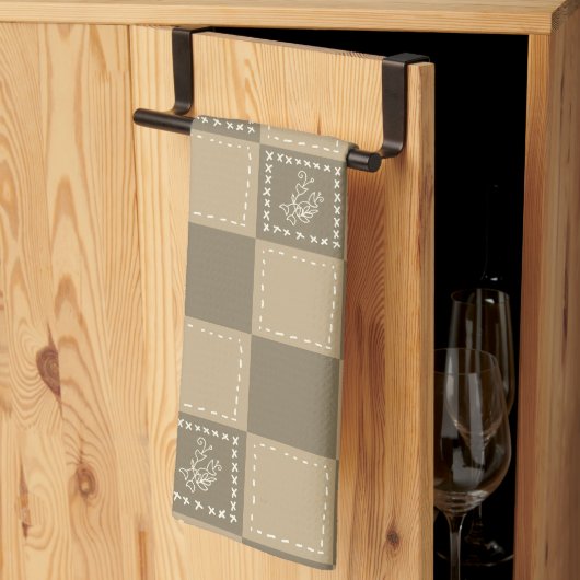 Blume-Quadrate der Mosaikdoodle Geschirrtuch (Drittel gefaltet)