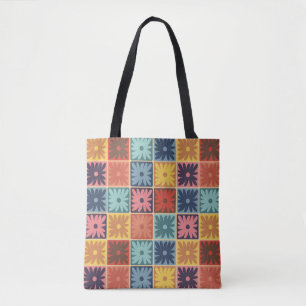Blume-Quadrate für Retro-70er Tasche