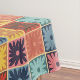 Blume-Quadrate für Retro-70er Tischdecke