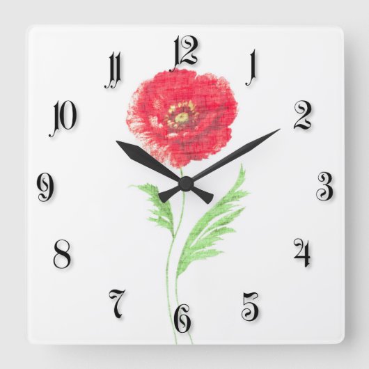 Blume Quadratische Wanduhr (Vorderseite)