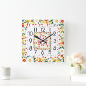 Blume Quadratische Wanduhr (Zuhause)