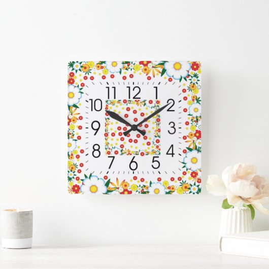 Blume Quadratische Wanduhr (Zuhause)