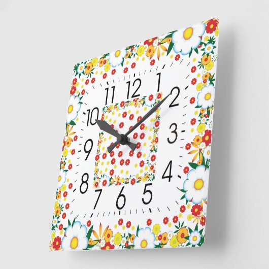 Blume Quadratische Wanduhr (Winkel)
