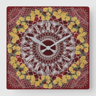 Blume Quadratische Wanduhr