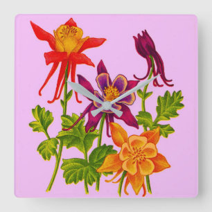 Blume Quadratische Wanduhr