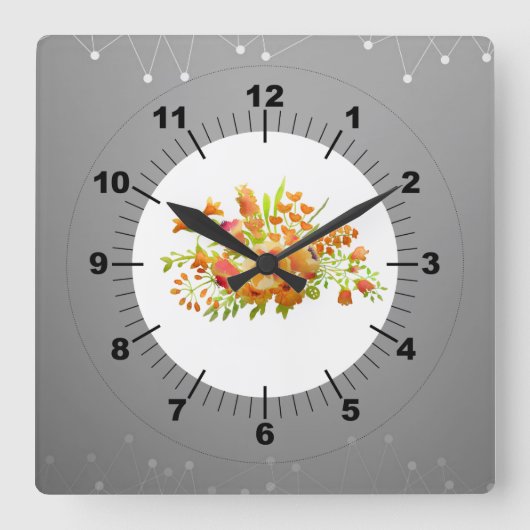 Blume Quadratische Wanduhr (Vorderseite)