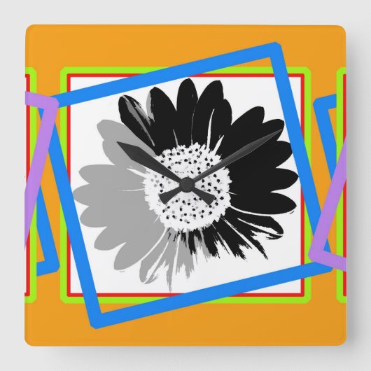 Blume Quadratische Wanduhr (Vorderseite)