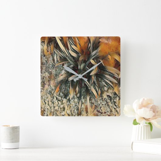 Blume Quadratische Wanduhr (Zuhause)