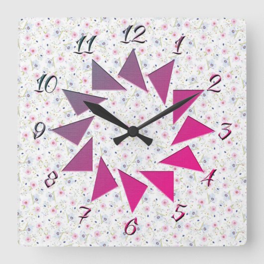 Blume Quadratische Wanduhr (Vorderseite)