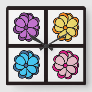 Blume Quadratische Wanduhr