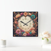 Blume Quadratische Wanduhr (Zuhause)
