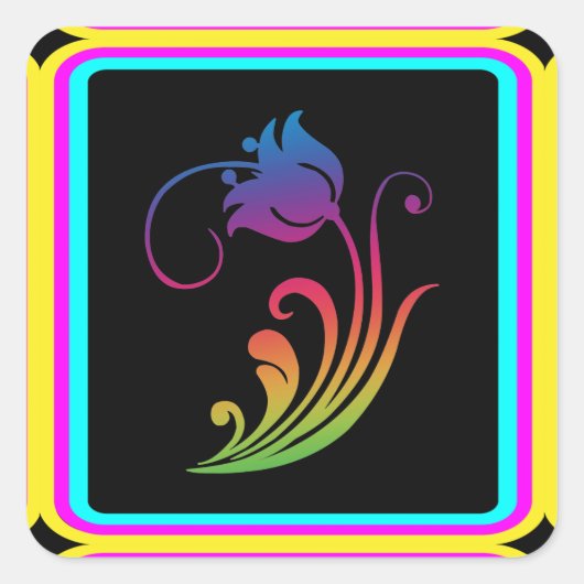 Blume Quadratischer Aufkleber (Vorderseite)