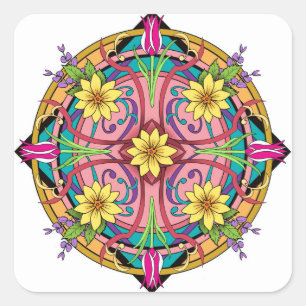 Blume Quadratischer Aufkleber