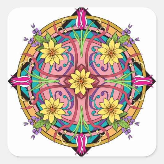 Blume Quadratischer Aufkleber (Vorderseite)