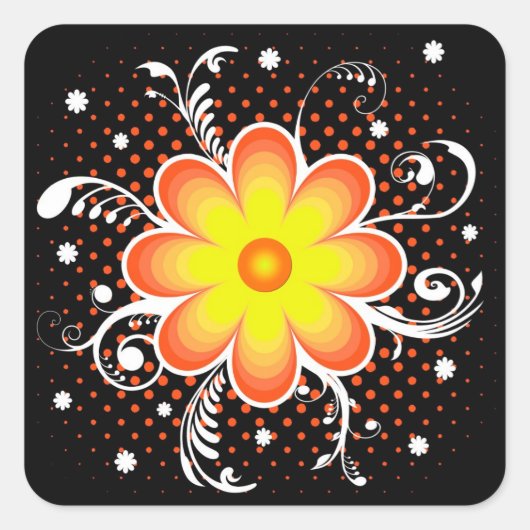 Blume Quadratischer Aufkleber (Vorderseite)