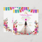 Blume Quinceañera 15 Anos Geburtstag Einladung (Vorne/Hinten)