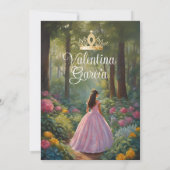 Blume Quinceañera 15 Anos Goldkrone Einladung (Rückseite)