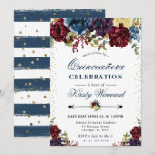 Blume Quinceanera Einladung (Vorne/Hinten)